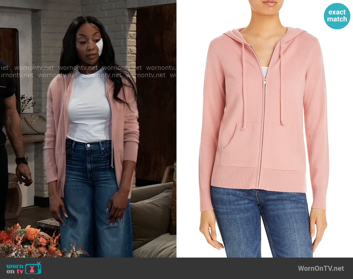 C by Bloomingdales 100% Cashmere Zip Hoodie worn by Jordan Ashford (Tanisha Mariko Harper) on General Hospital