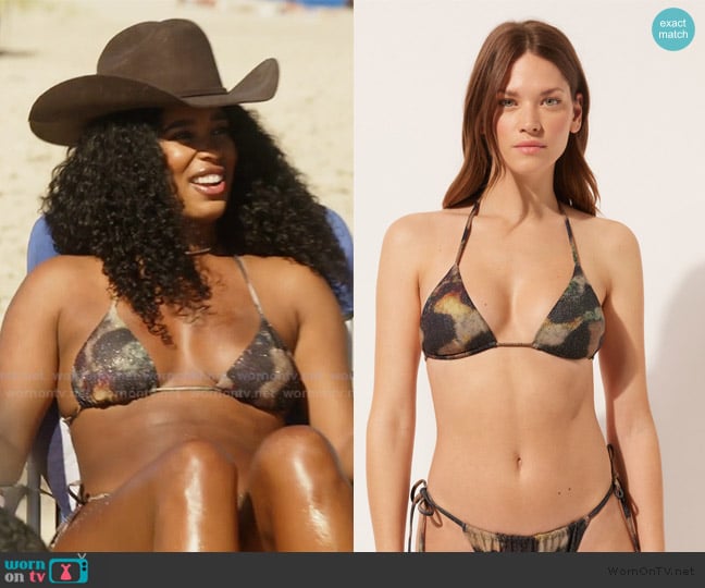 Calzedonia Triangle Bikini Top with Removable Padding Sparkling Camouflage worn by Mia Calabrese on Summer House