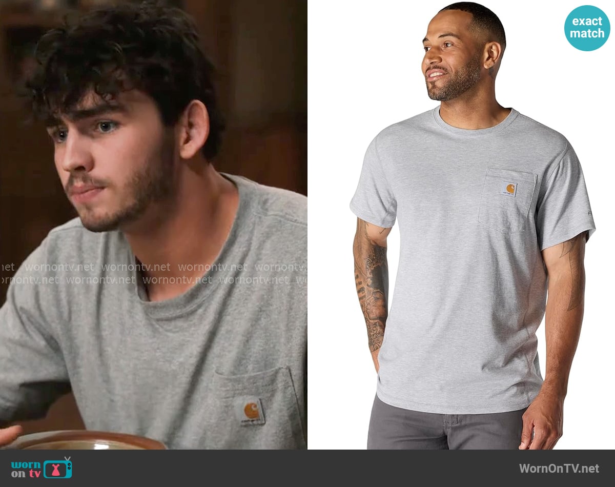 Carhartt Force Relaxed T-Shirt in Heather Grey worn by Carter (Finn Little) on Dutton Ranch