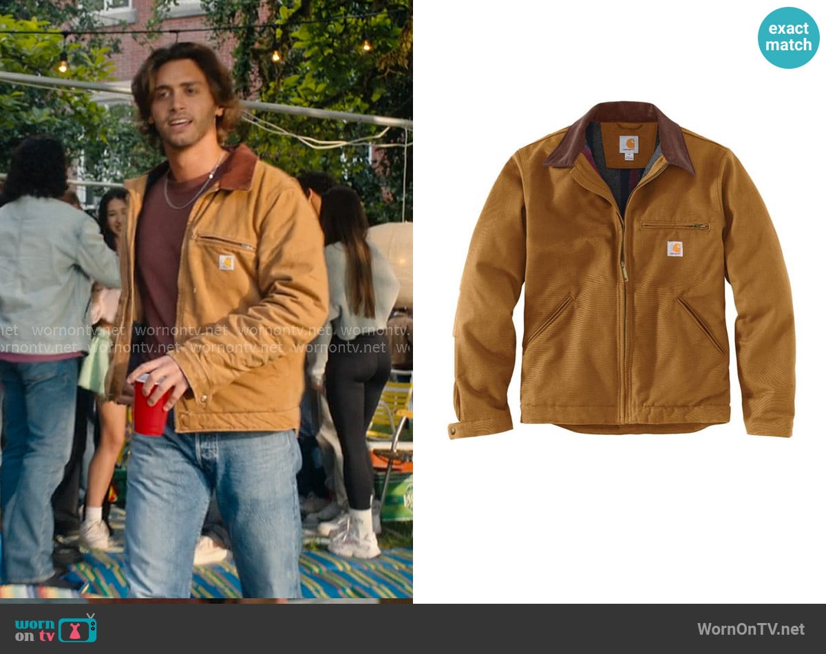 Carhartt Iconic J01 Duck Detroit Jacket in Brown worn by John Logan (Antonio Cipriano) on Off Campus