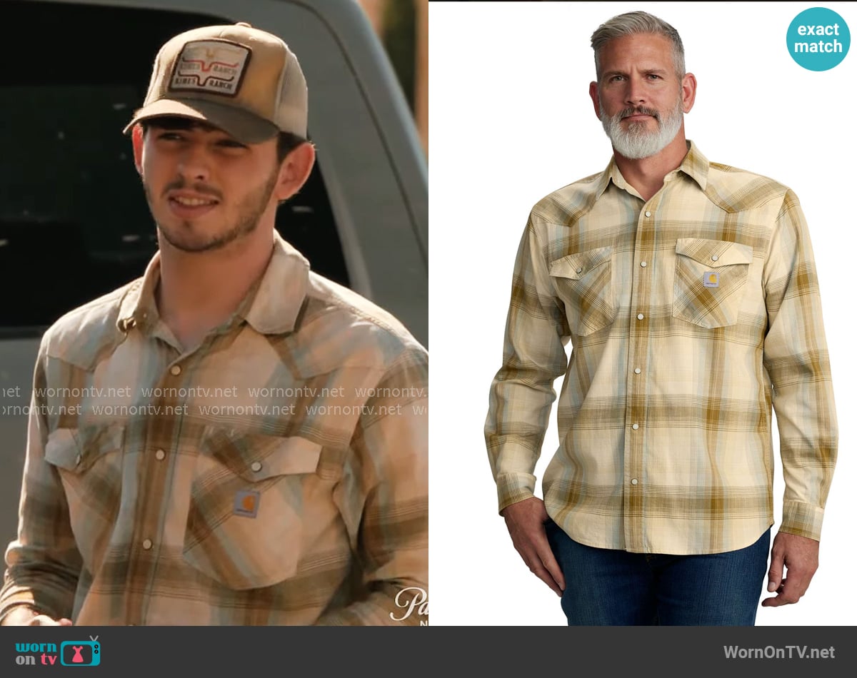 Carhartt Montana Shirt in Chalk worn by Carter (Finn Little) on Dutton Ranch