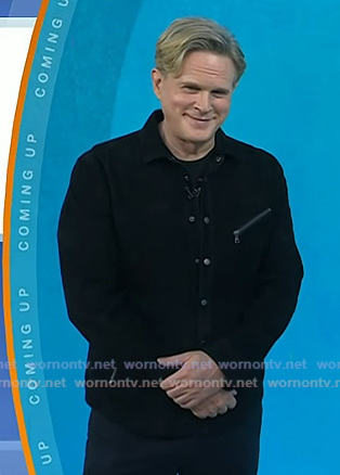 Cary Elwes’s black duede shirt jacket on Today