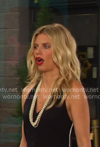 Cat’s black v-neck sleeveless dress on Days of our Lives