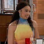 Chelsea’s watercolor print mesh dress on Beyond the Gates