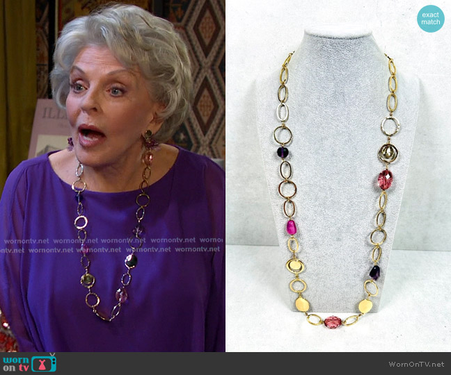 Chico's Crystal Chain Link Necklace worn by Julie Olson Williams (Susan Seaforth Hayes) on Days of our Lives