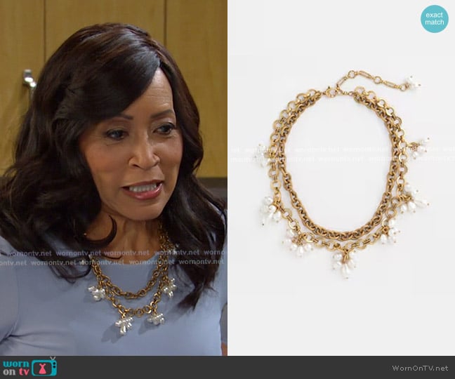 Chico's Modern Pearl Clusters Choker Necklace worn by Paulina Price (Jackée Harry) on Days of our Lives