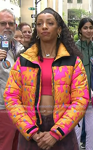 Christiani Pitts’s orange floral down jacket on Today