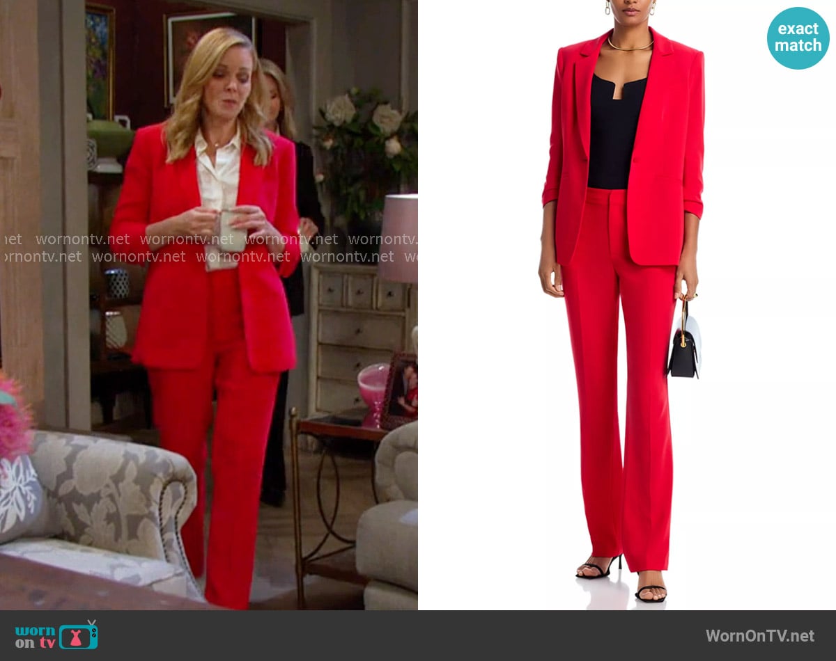 Cinq a Sept Khloe Ruched Cuff Blazer worn by Belle Brady (Martha Madison) on Days of our Lives