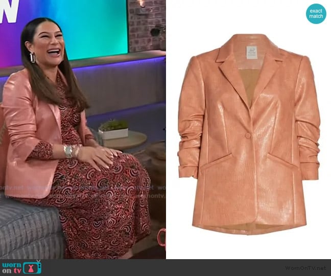 Cinq a Sept Kylie ruched faux croc-effect leather blazer