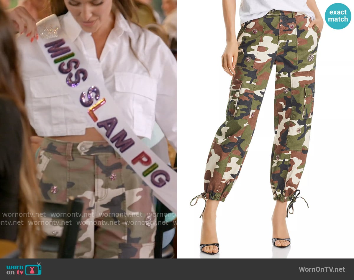 Cinq a Sept Love Camo Zola Pants worn by Kelsey Swanson on The Real Housewives of Rhode Island