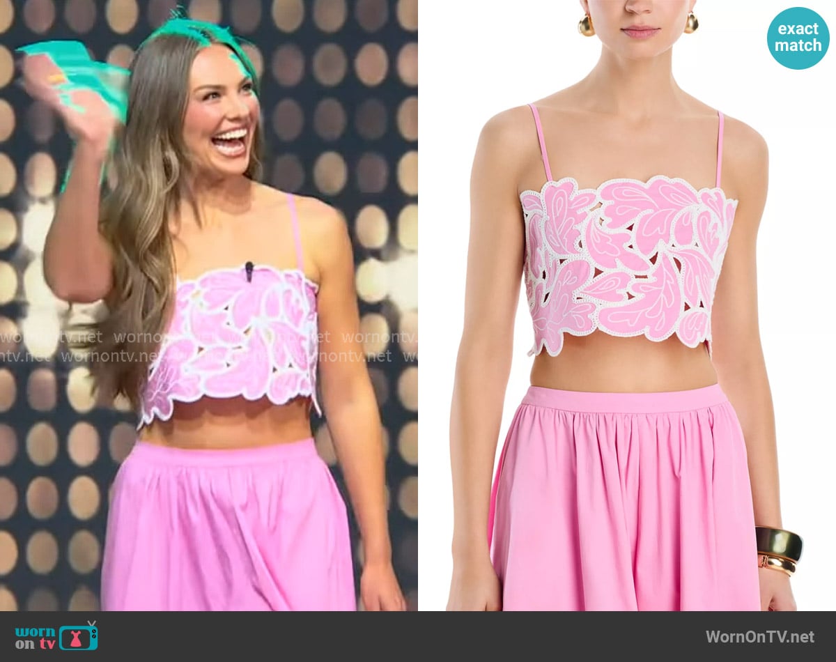 Cinq a Sept Paisley Bloom Embroidered Top worn by Hannah Brown on Tamron Hall Show