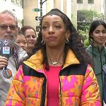 Christiani Pitts’s orange floral down jacket on Today