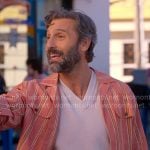 Claude's coral striped shirt on The Four Seasons