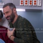 Claude’s green printed sweater on The Four Seasons