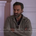 Claude's herringbone cardigan on The Four Seasons
