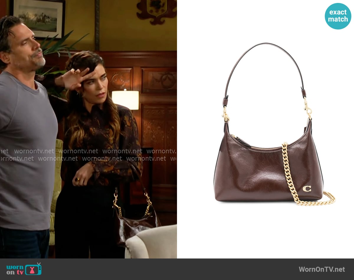 Coach Juliette Bag in Maple worn by Victoria Newman (Amelia Heinle) on The Young and the Restless