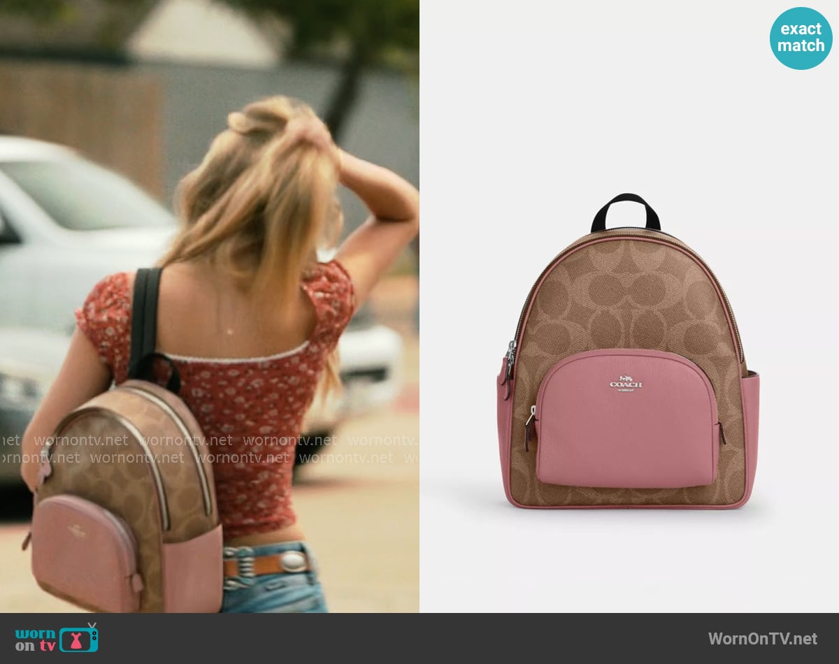 Coach Court Backpack In Maxi Signature Canvas worn by Cassie ( Jessica Belkin) on Dutton Ranch