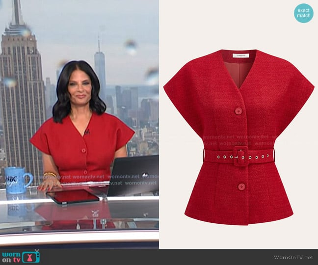 Darlene’s red button front top on Today