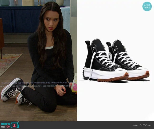 Converse Unisex Run Star Hike Canvas Platform in Black/White/Gum worn by Sophia Choi (Rachel Boyd) on Days of our Lives