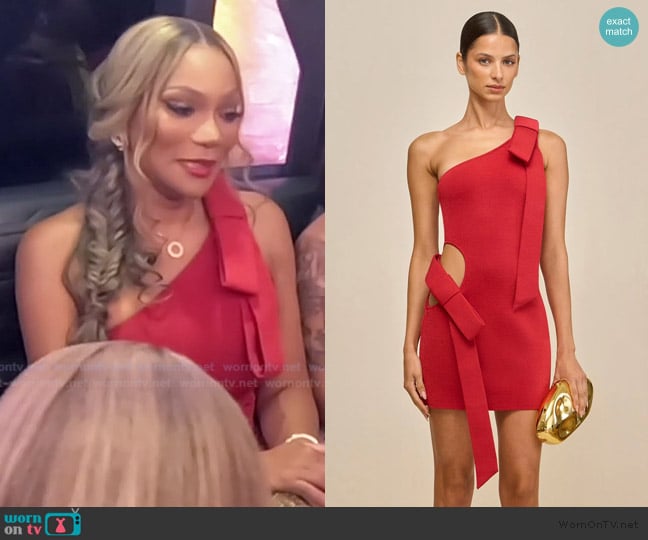 Cult Gaia Blendie Knit Dress worn by Angela Oakley on The Real Housewives of Atlanta