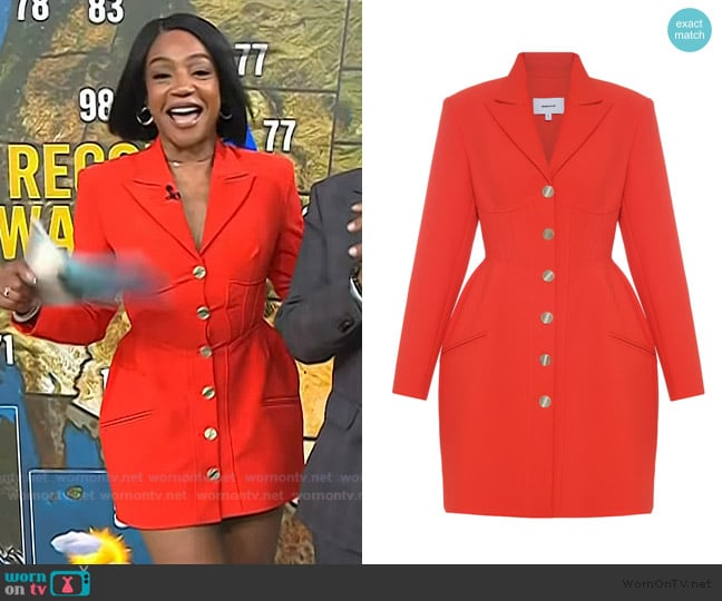 Tiffany’s red button front flare dress on Today
