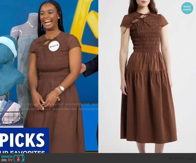 Damson Madder Ebba Cutout Detail Organic Cotton Dress worn by Braedyn Speight on Good Morning America