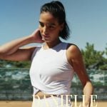 Danielle's whtie cross cropped top and pleated teniss skirt on In The City