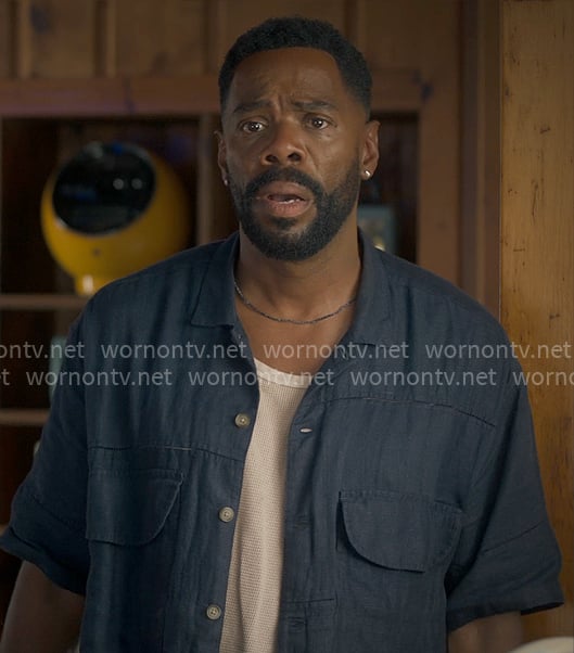 Danny’s blue asymmetric button down shirt on The Four Seasons