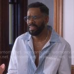 Danny's blue patchwork shirt on The Four Seasons