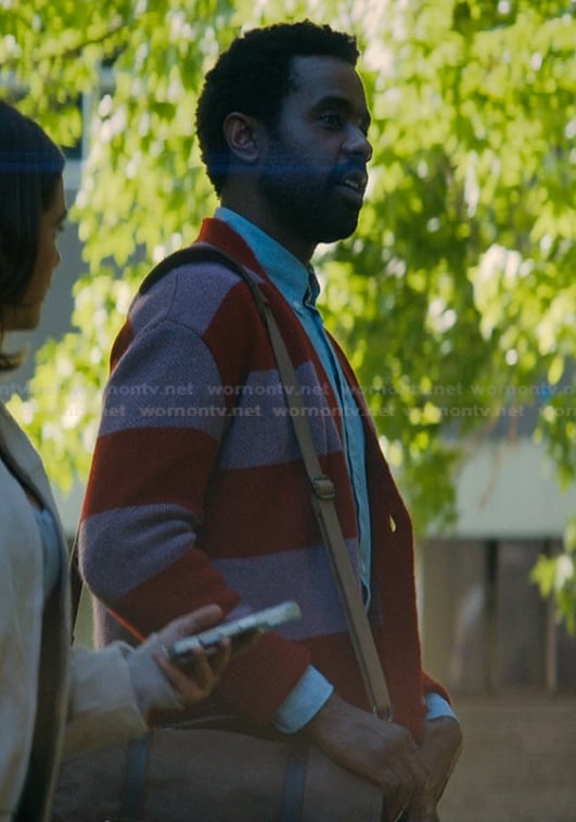 Daveed’s striped cardigan on Off Campus