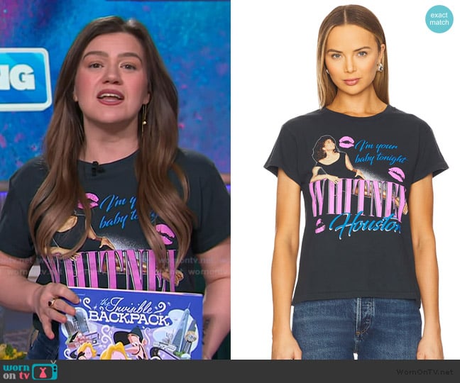 Daydreamer Whitney Houston Your Baby Tonight Tour Tee worn by Kelly Clarkson on The Kelly Clarkson Show