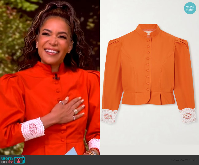 Destree Amoako lace-trimmed cotton poplin jacket worn by Sunny Hostin on The View