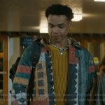 Dexter’s multicolored quilted jacket on Off Campus