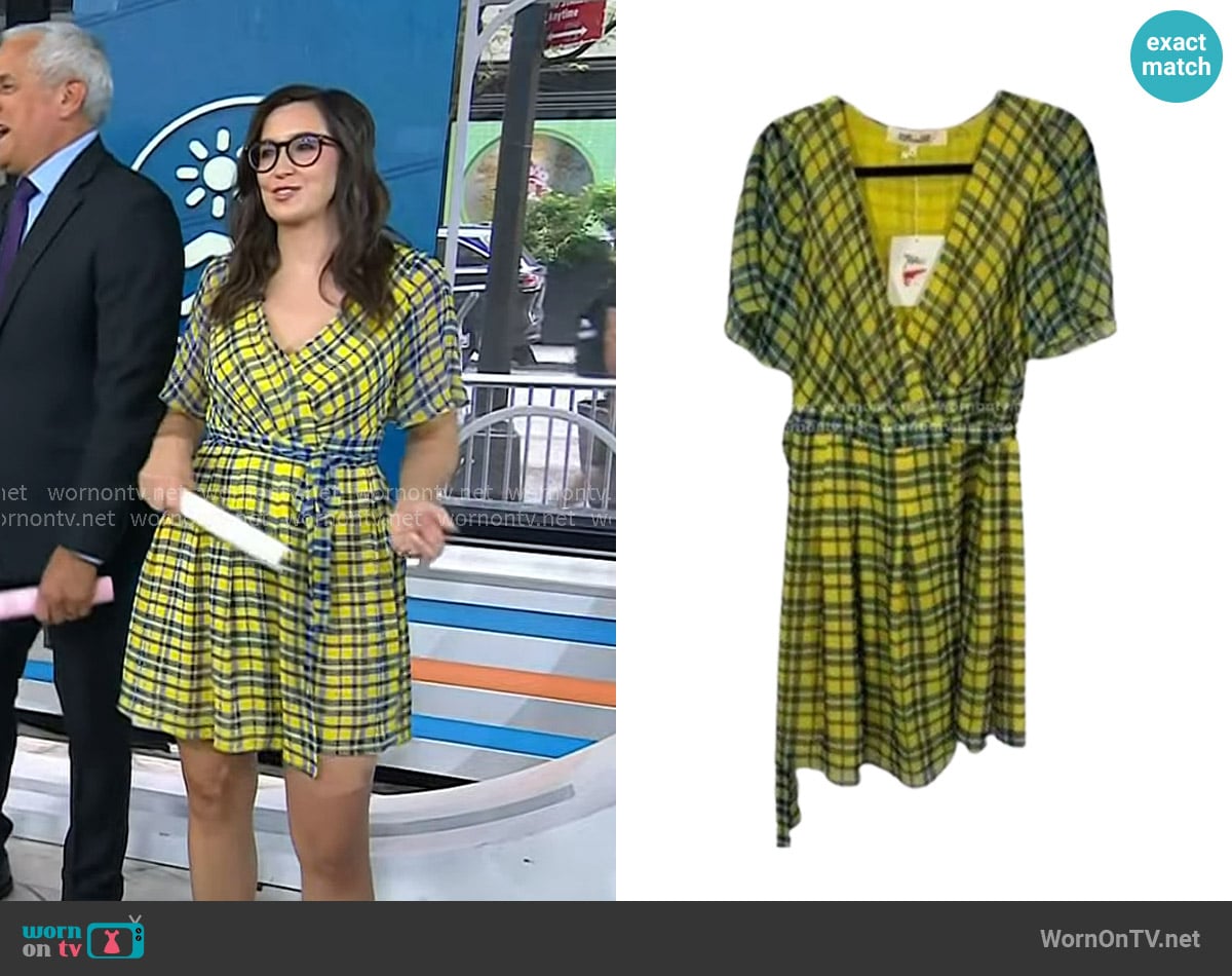Diane von Furstenberg Katina Silk Checkered Wrap Dress worn by Savannah Sellers on Today