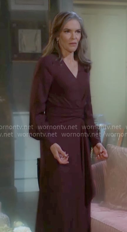 Diane’s burgundy long sleeved dress on The Young and the Restless