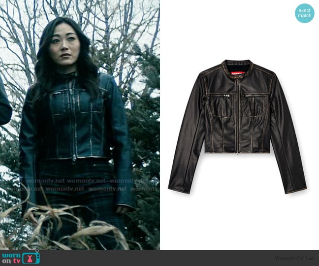 Diesel Cropped distressed biker jacket worn by Kimiko Miyashiro (Karen Fukuhara) on The Boys