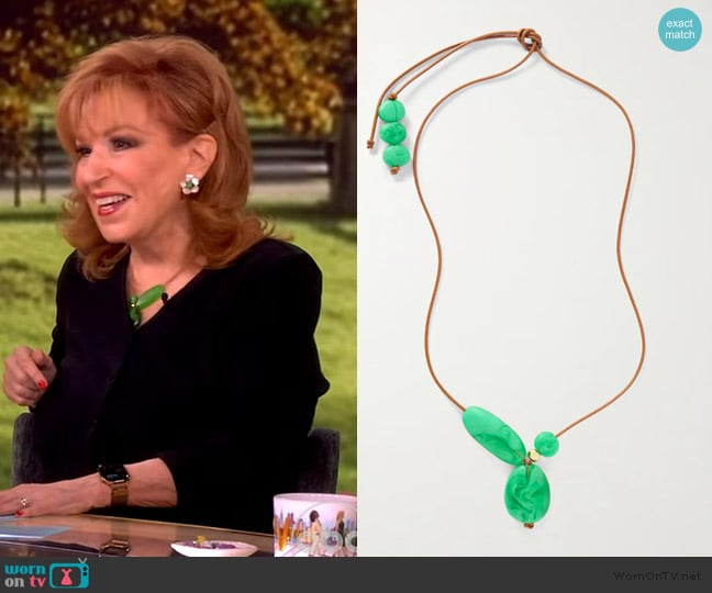 Dinosaur Designs Rock Cluster leather, resin and gold-tone necklace worn by Joy Behar on The View
