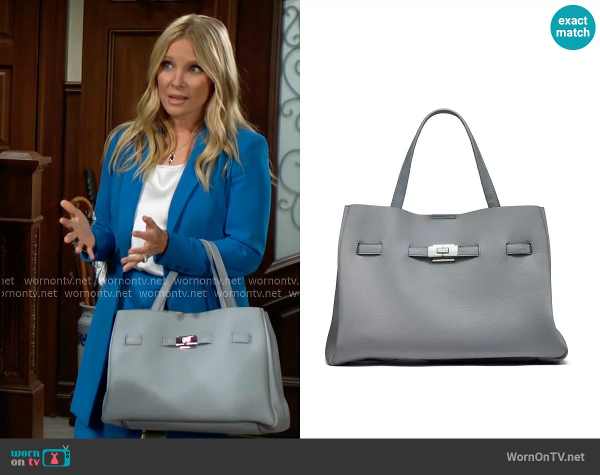 DKNY Bryar Satchel in Misty Blue worn by Christine Blair Williams (Lauralee Bell) on The Young and the Restless