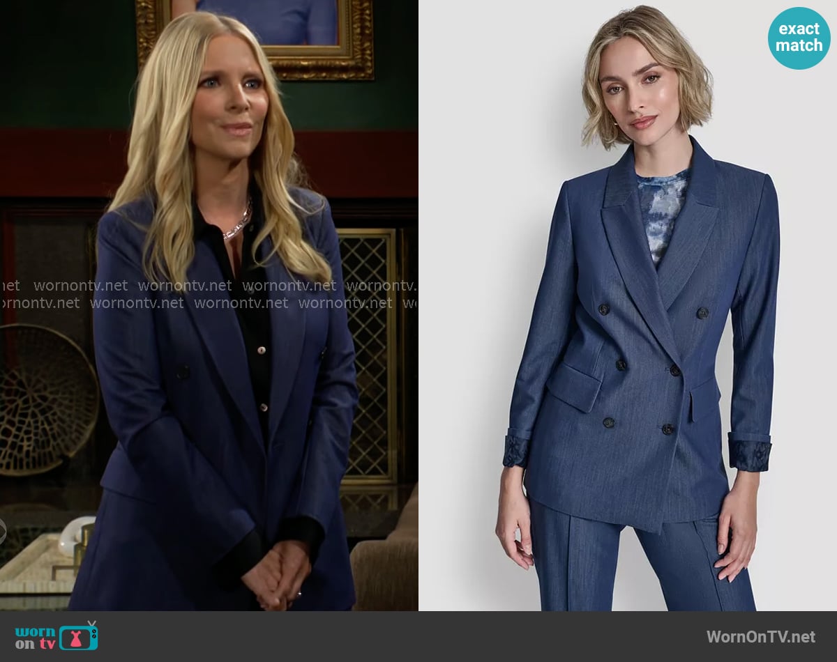 DKNY Double Breasted Notch Collar Blazer worn by Christine Blair Williams (Lauralee Bell) on The Young and the Restless