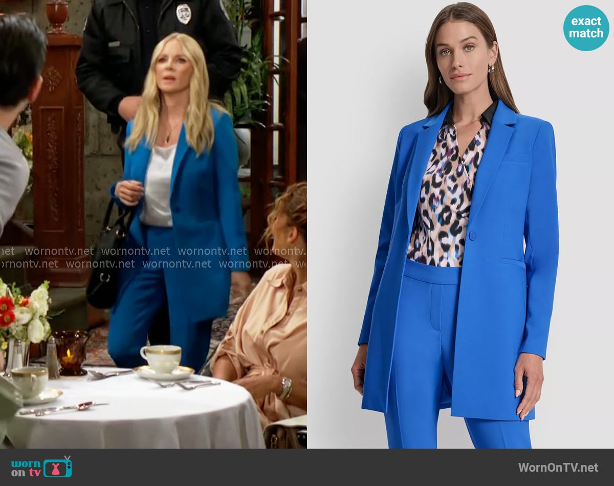 DKNY Notch Collar Jacket worn by Christine Blair Williams (Lauralee Bell) on The Young and the Restless