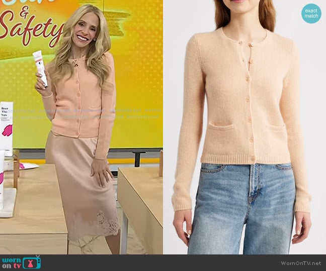 Doen Cashmere Cardigan in Light Peach Sorbet worn by Dr. Marnie Nussbaum on Today