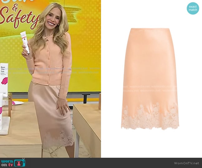 Doen Silk-Lace Elowette Midi Skirt in Peach Sorbet worn by Dr. Marnie Nussbaum on Today
