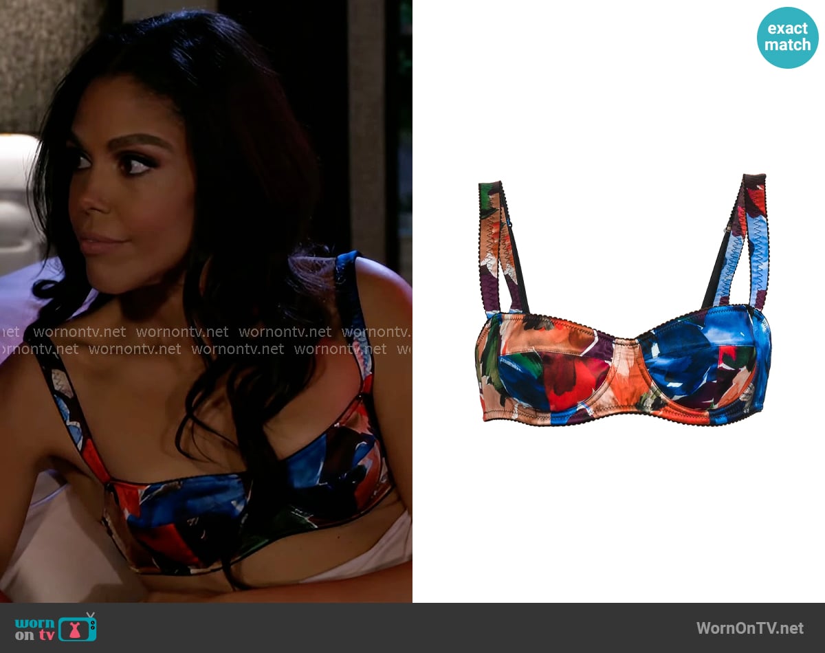 Dolce & Gabbana Floral Silk-Blend Underwire Bra worn by Dani Dupree (Karla Mosley) on Beyond the Gates