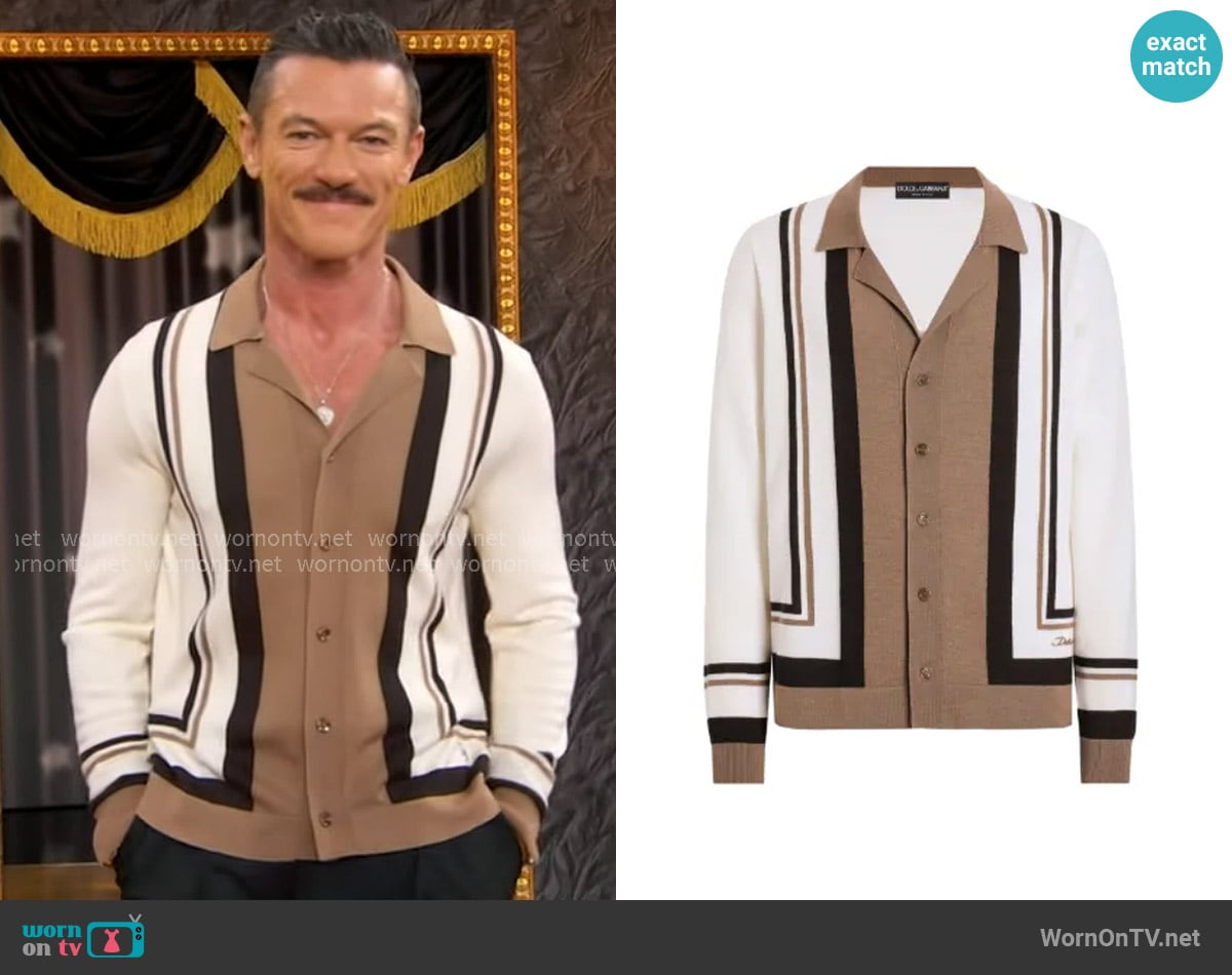 Dolce & Gabbana Wool and Silk Jacquard Cardigan worn by Luke Evans on Good Morning America