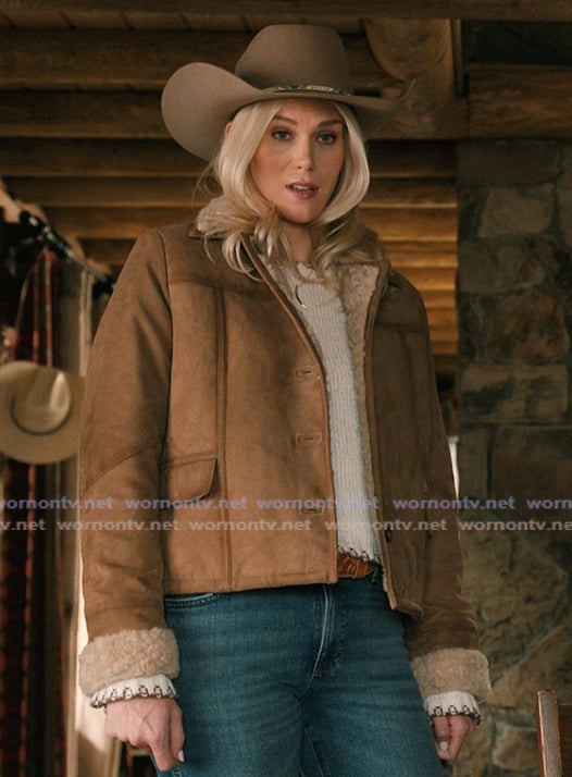Dolly's brown suede sherpa jacket on Marshals
