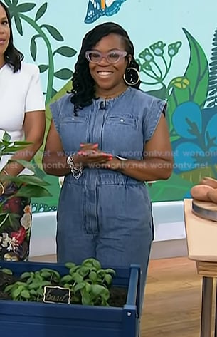 Dominique Charles’s denim jumpsuit on Today