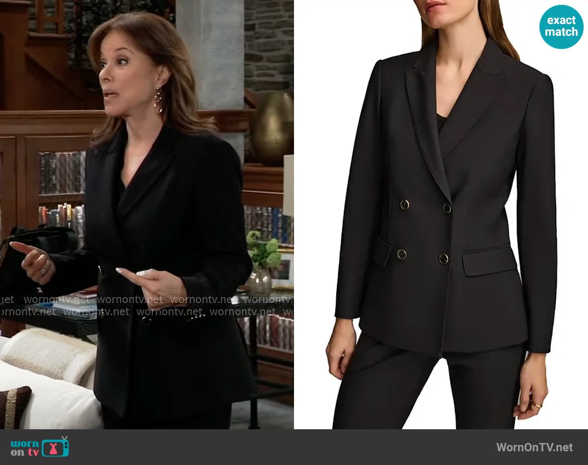 Donna Karan Double Breasted Blazer in Black worn by Alexis Davis (Nancy Lee Grahn) on General Hospital