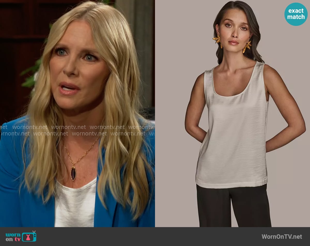 Donna Karan Satin Scoop-Neck Tank Top worn by Christine Blair Williams (Lauralee Bell) on The Young and the Restless