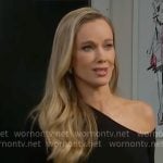 Donna’s black asymmetric top and button front skirt on The Bold and the Beautiful
