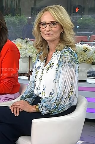 Dr. Nicole Beurkens’s white floral pleated blouse on Today